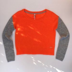 Aeropostale Neon Orange and Gray sweater LG